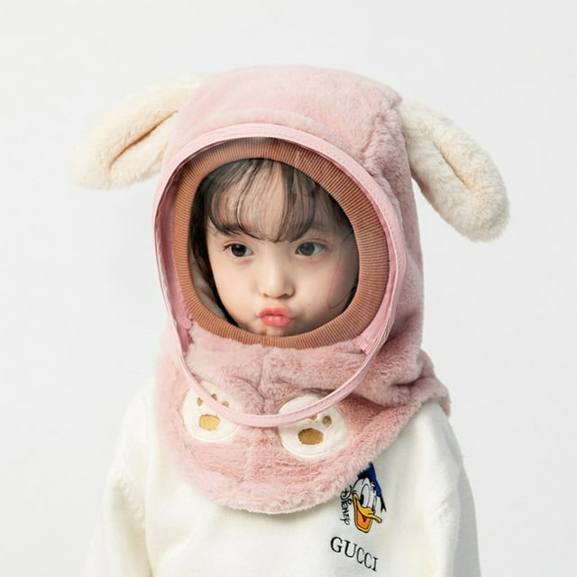 Gorro para niños, otoño e invierno, máscara a prueba de viento, protección para los oídos para niños y niñas, gorro integrado, bufanda gruesa y cálida para bebés