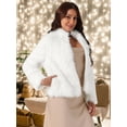 thumbnail image 3 of DARING DIVA Women's Faux Fur Long Sleeve Fleece Coat with Pockets S White, 3 of 7