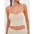 thumbnail image 5 of Women's Summer Knit Camisole Mini Rosette Front Adjustable Spaghetti Strap Show Navel Cropped Tops, 5 of 10
