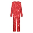 thumbnail image 6 of Hueook Womens Christmas Pajamas Women Christmas Fashionable and Casual Loose Printed Round Neck Button Up Long Sleeved Pants Pajama Set Multicolor 2X, 6 of 7