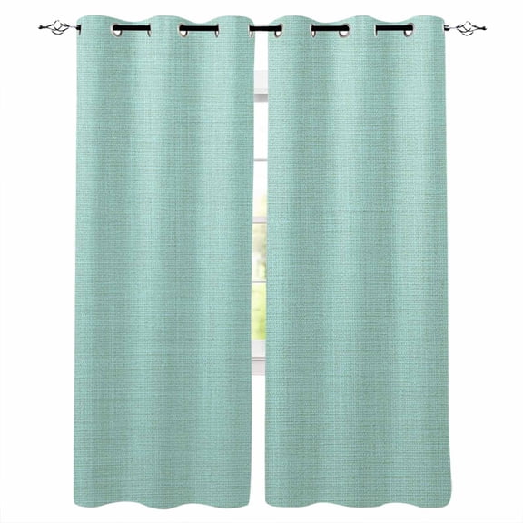 Linen Mint Green Blackout Curtains for Bedroom - 84 Inch Long Light Blocking 2 Panels Set, Modern Minimalist Pure Solid Color Thermal Insulated Living Room Drapes Grommet Window Curtains 52"x84"