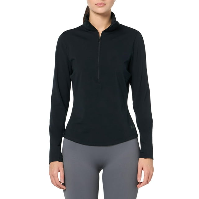 Camisa Under Armour Motion para mujer, media cremallera, color negro/gris, talla L