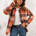thumbnail image 6 of jsaierl Womens Shacket Jacket Flannel Shacket Fall Plaid Jackets Long Sleeve Button Down Shirts Boyfriend Blouses Tops, 6 of 8