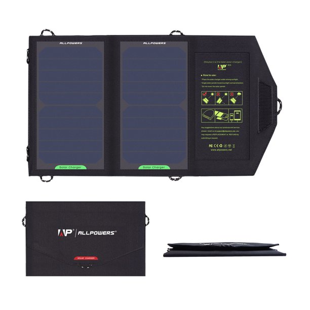 ALLPOWERS-cargador Solar plegable para todos los teléfonos, panel Solar de 5V / 18V con puerto USB, 21W, energía de emergencia para el hogar/exterior Fivean unisex