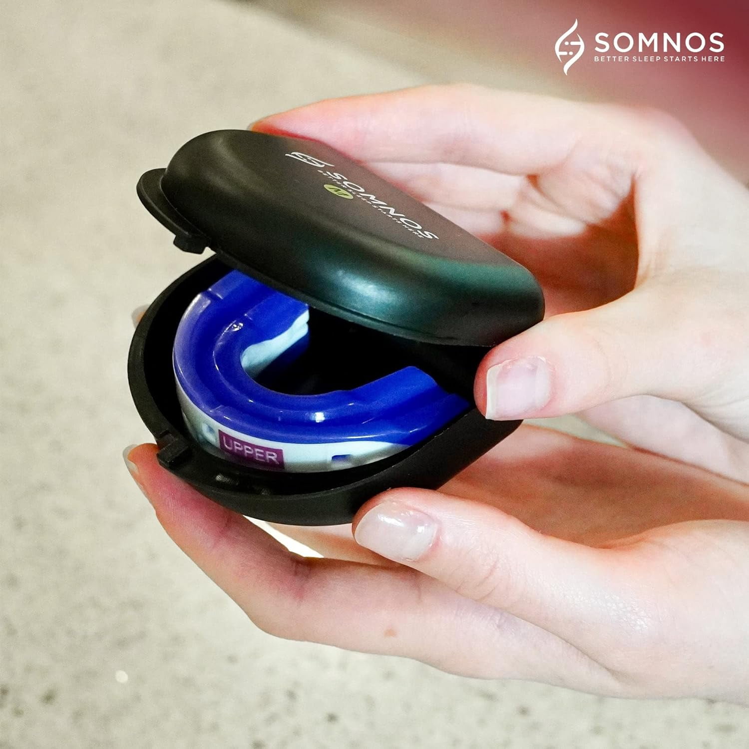 SOMNOS ANTI SNORE MOUTHGUARD SIZE MEDIUM BRUXISM OPENS AIRWAYS FOR A GOOD NIGHT'S SLEEP