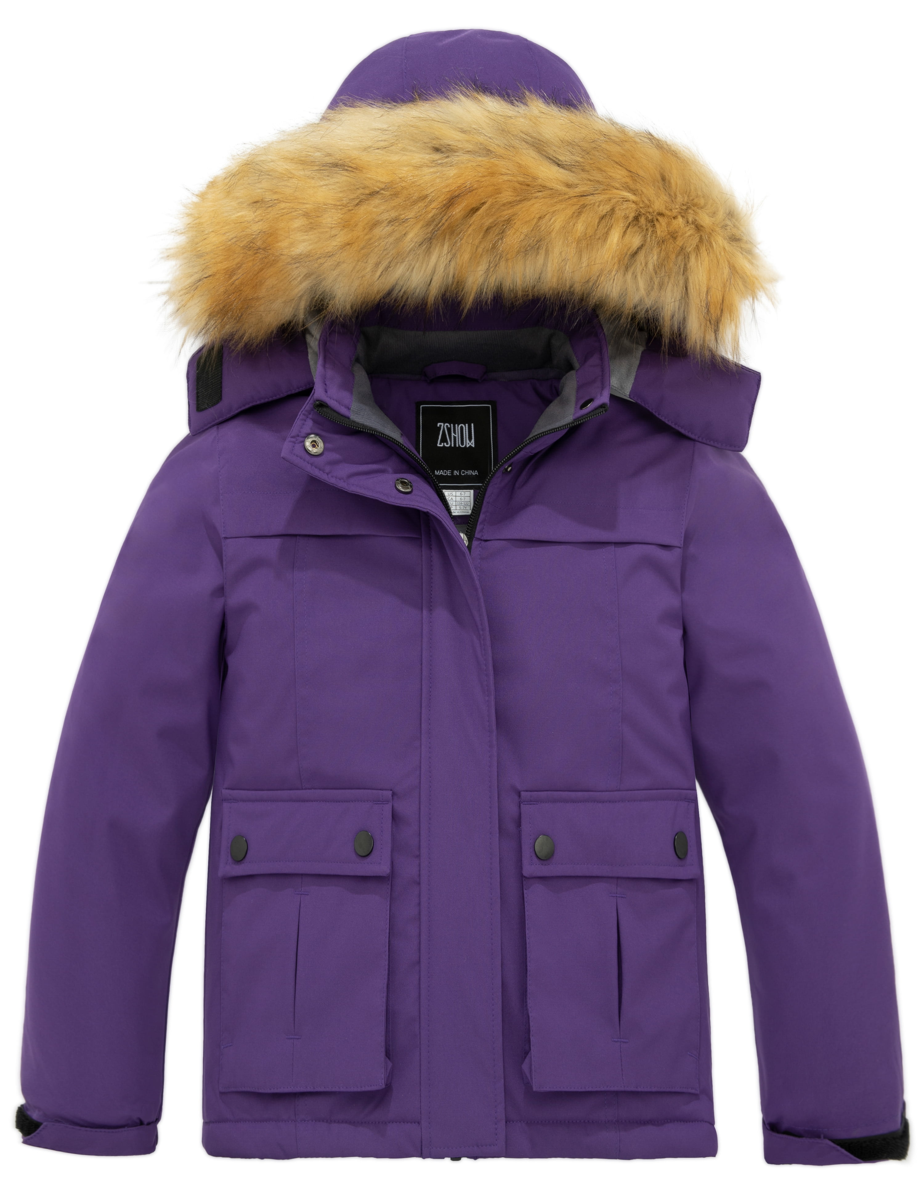 ZSHOW Girls' Waterproof Ski Jacket Thicken Quilted Warm Fleece Lined Winter Coat 