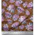 thumbnail image 1 of Soimoi Tissu Poly Georgette Géométrique, Imprimé Feuilles & Roses au Mètre 42 Pouces de Large, 1 of 3