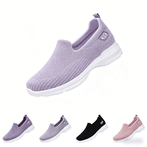 Domuza Women's Orthopedic Arch Fit Slip-Ins Sneakers, Comfortable Mesh Walking Shoes with Max Cushioning, Casual Orthowear for All-Day Wear Purple 8(EU-40)