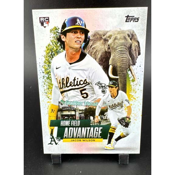 Collectible 2025 Topps Series 2 Jacob Wilson HA-22 Home Field Advantage Rookie Insert Baseball Trading Card Oakland Athletics MLB Baseball Trading Card