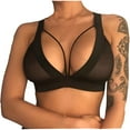 thumbnail image 2 of Aboser Push Up Bras for Women See Through Balconette Bra Lightly Mesh Sheer Bralettes Cut Out Wireless Bra Comfort 1/2 Cup Lingerie, 2 of 7