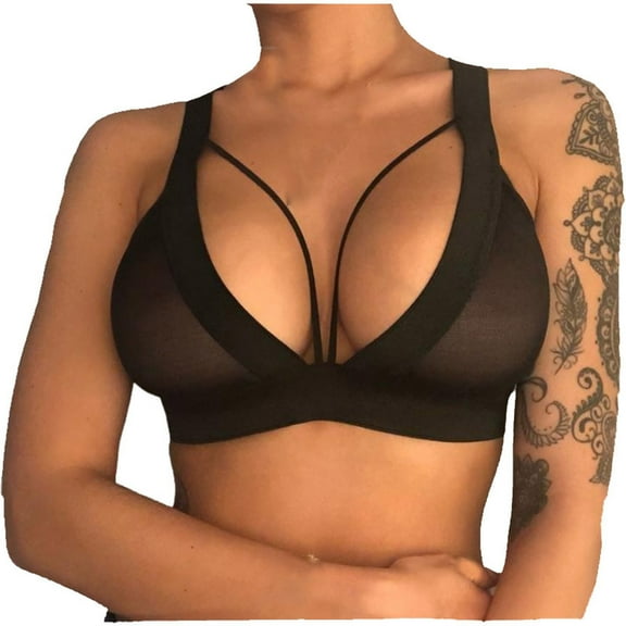 Lolmot Push Up Bras for Women, Women's Elegant Sexy Solid Color Lace Vest Hollow Out Underwear Bikini Comfy Lace Bra