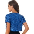 thumbnail image 6 of Zaldita Womens Sequin Jacket Open Front Blazer Casual Short Sleeve Bolero Shrug Cardigan Coat Blue One Size, 6 of 7