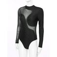 thumbnail image 5 of Miutii Womens Sheer Mesh Long Sleeve Gymnastics Leotards Bodysuit Sequined Ballet Jumpsuit Dancewear Black L, 5 of 8