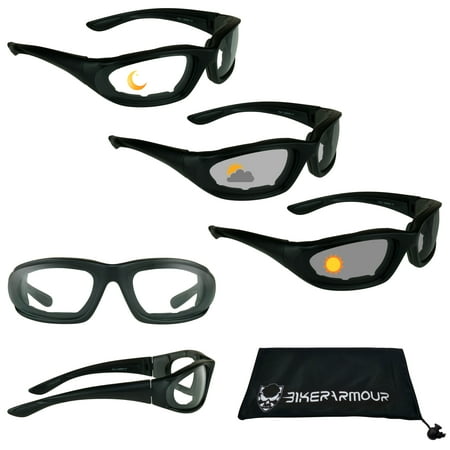 Bikershades Transition Motorcycle sunglasses for Woman. Photochromic Day Night Biker Glasses. Fits Small head sizes.
