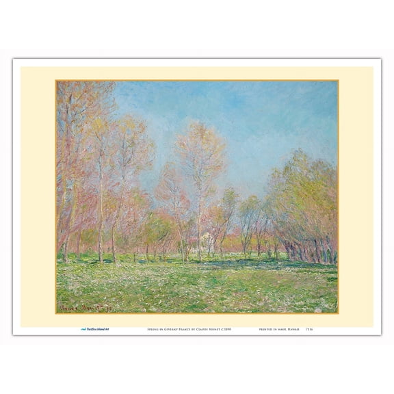 Spring in Giverny France - From an Original Color Painting by Claude Monet c.1890 - Master Art Print (Unframed) 9in x 12in