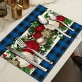 thumbnail image 4 of Costeam Linen Blue and Black Buffalo Check Plaid Christmas Placemats Set of 4 Farmhouse Winter Christmas Xmas Holiday Home Kitchen Table Decorations 45x30cm 2025 New Style, 4 of 7