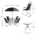 thumbnail image 2 of Ilios Innova | Comedor de Exterior Jardín 6 Piezas Mesa Vidrio Templado 4 Sillas Plegables Textileno y Sombrilla Resistente Set Muebles Color Negro, 2 of 9