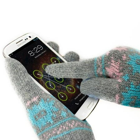 GreatShield COZY Super Warm Unisex All Fingers Touchscreen Gloves - 95% Conductive Lambswool (Pink/Blue - S/M Size)