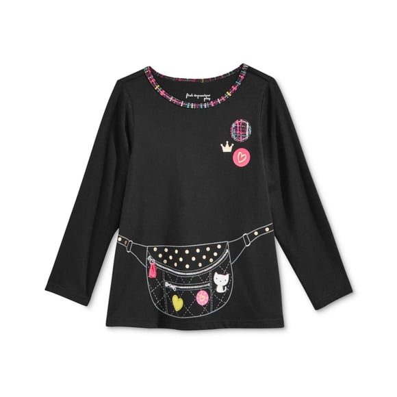 First Impressions Baby Girls Long-Sleeve Graphic-Print T-Shirts, Black, 6-9 Months