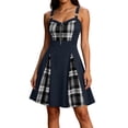 thumbnail image 5 of QATAINLAV Womens Gothic Plaid Mini Dress O-Ring Front Zip A-Line Gothic Dresses Halloween Cosplay Costume, 5 of 9