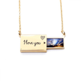 thumbnail image 1 of La luz del cielo nubes Azul Naranja Sobre de carta de amor, collar y joyas colgantes, 1 of 3