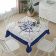 thumbnail image 6 of Blue Compass Nautical Table Cloth Waterproof Tablecloths, Coastal Abstract Art Retro Tablecloth Dining Table Cover for Kitchen Party Tabletop Outdoor, Square Tablecloth 60x60 Inch, 6 of 9