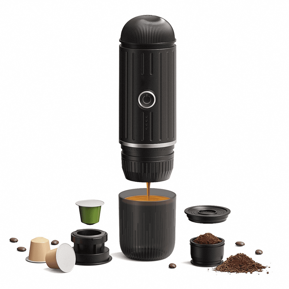 ckepdyeh Portable Italian Espresso Machine 2-In-1 Capsule Powder Fast Charge Electric Wireless Heating Coffee Machine for Outdoor