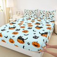 thumbnail image 4 of Manfei Gothic Halloween Queen Sheets,Cute Halloween Theme Kitten Queen Sheet Sets,4 Pieces,1 Flat Sheet,1 Fitted Sheet and 2 Pillowcases, 4 of 6