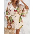 thumbnail image 4 of jinghuiyue Womens Summer Casual Dress V Neck Kimono Sleeve Tropical Print Mini Dresses Beach Vacation Clothes M, 4 of 7