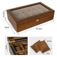 thumbnail image 5 of Uten 12-Slot Solid Wood Watch Box with Real Glass Top, Luxury Display Storage Case & Organizer for Men, Brown, 5 of 12