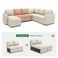 thumbnail image 5 of HONBAY Modular Sectional Sleeper Storage Sofa, Pull-Out Bed, Beige, 5 of 6