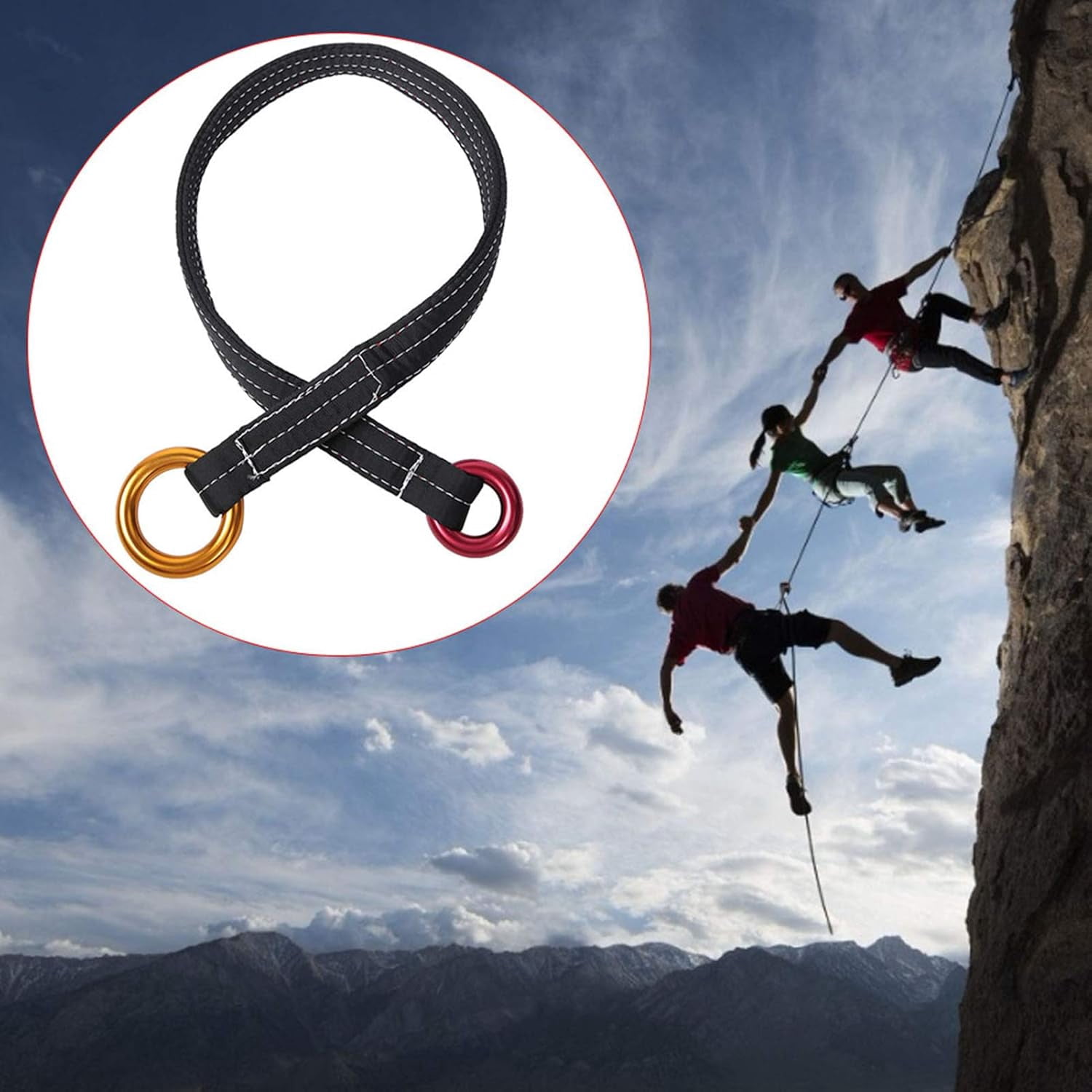 Climbing Lanyard for Tree Climbing, Outdoor Rock Climbing Wire Lanyard with Two Hanging Rings, Suitable for Sports