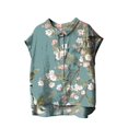thumbnail image 2 of Blue Tshirts for Women Cute Tops for Women Collar Non Sleeve Linen Shirts Plus Size Floral Blouses Casual Summer Clothes Summer Tops, 2 of 4