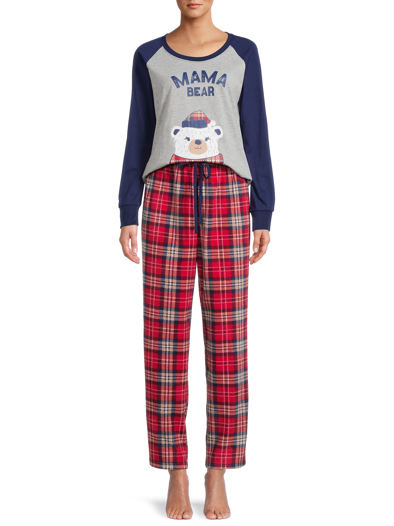 Jolly Jammies Womens Plaid Bears Matching Family Pajamas Set, 2-Piece, Sizes S-3X