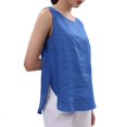 thumbnail image 3 of Amazhiyu Womens 100% Linen Tank Tops Casual Crewneck Sleeveless High Low Hem Tanks Shirts Summer, 3 of 6