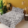 thumbnail image 2 of Ambesonne Grunge Fitted & Flat Sheet with Sham 3 Pcs Set, Circle Motifs Repeating Plot, Twin, Dark Taupe Grey and White, 2 of 5