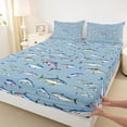 thumbnail image 4 of Feelyou Tropical Fish Bed Sheets for Kids, Watercolor Starfish Animal King Sheets, Blue, 4-Piece, 4 of 5