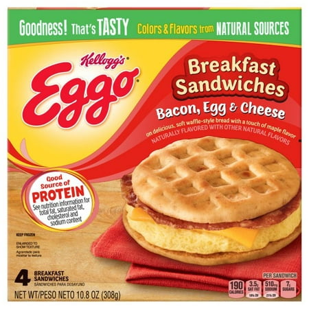 UPC 038000120879 product image for Kellogg's Eggo Bacon, Egg & Cheese Breakfast Sandwiches 4 ct Box | upcitemdb.com