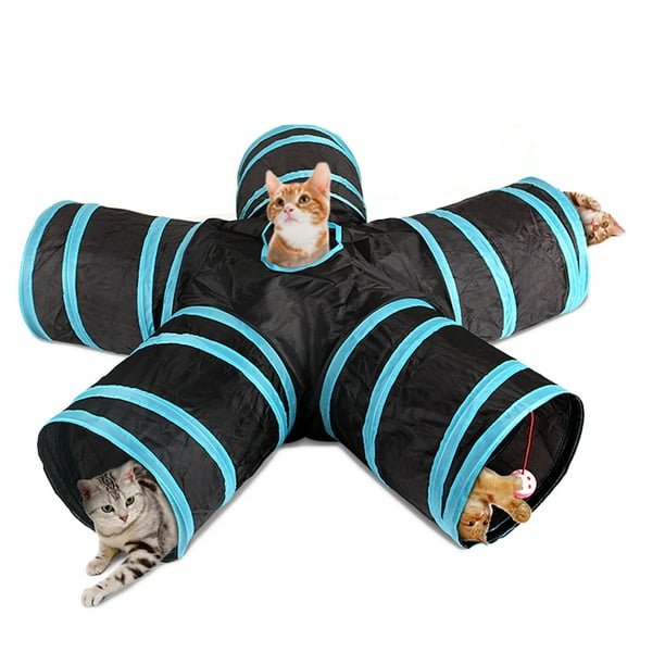 Cat Toy, Cat Tunnel Tube 5 Way Tunnels, Extensible Collapsible Cat Play Tent, Interactive Toy