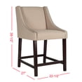 thumbnail image 5 of SAFAVIEH Dylan Modern Linen Espresso Rubberwood Counter Stool, Beige, 5 of 7