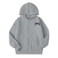 thumbnail image 6 of fatyb Zip up Hoodies for Girls Long Sleeve Hooded Jacket Kids Cute Bow Print Sweatshirt with Pockets, 6 of 7
