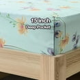 thumbnail image 4 of Piece Teal Leaves Printed Sheet Set Queen Size Soft Botanical Microfiber Sheets with Pillowcases Deep Pocket, 4 of 7