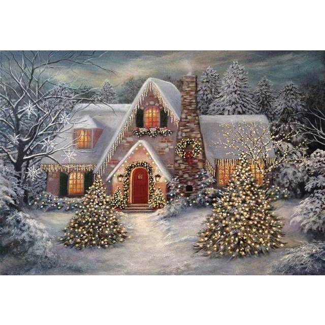 Juego de pintura de diamante 5D DIY nieve redondo completo Rhinestone