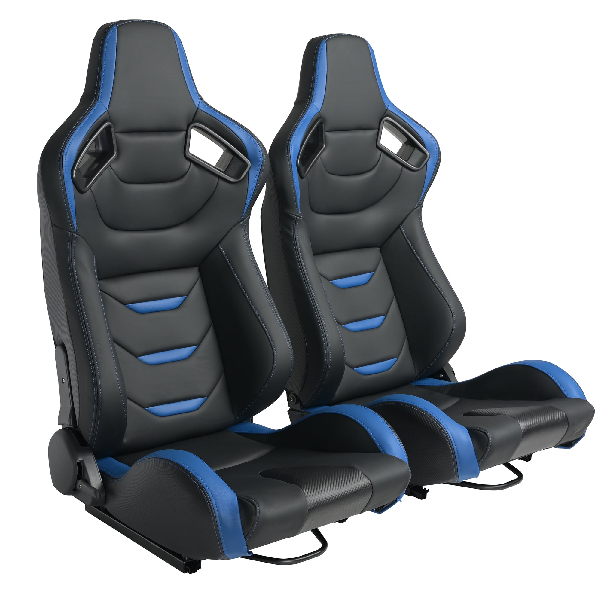 PUDO Automotive Racing Seats Black and Blue Race Seat PVC Leather Bucket Seats for Cars with