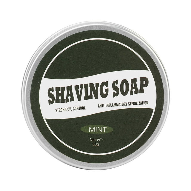 Men's Shaving Soap, Delicate Texture Refreshing Cleaning Light Weight Moisturizing Safe Non Irritating Shave Soap 2.12oz for Daily Use for Male Sandal,Odourless,Mint