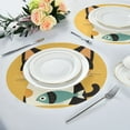thumbnail image 6 of 15.4inch Round Placemats, DIY Printing Design, Suitable for Kitchen, Table Party Decoration Kittens Eat Fish, 6 of 7