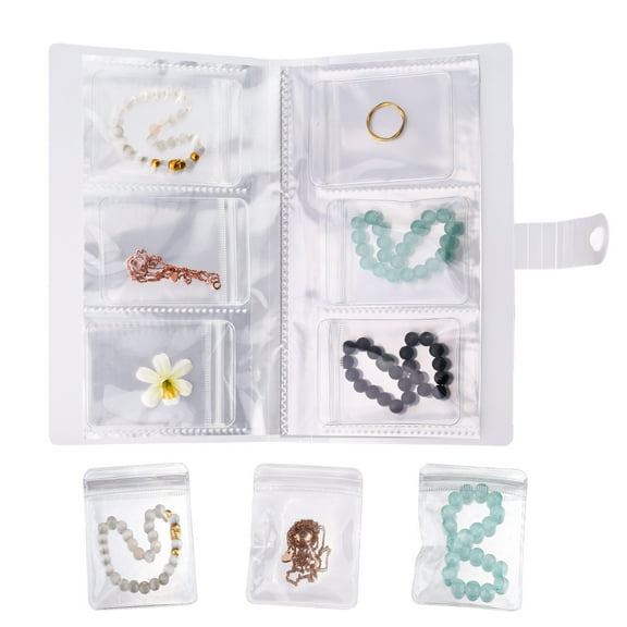 Clear Plastic Jewelry Storage Book, Anti Tarnish 84 Grids Earring Organizer Book with 80 PVC Zipper Bags, Portable Jewelry Album for Travel Necklace Women Bracelet