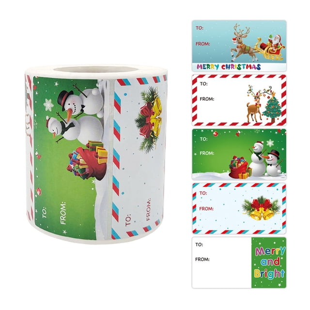 Rectangle Roll Christmas Holiday Card Gift Packaging Cute Cartoon Decoration Sticker Label