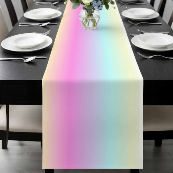 Teal Pink Ombre Table Runner 70 Inches Long, Modern Abstract Art Aesthetics Kitchen Coffee Dining Table Decoration for Home Party Birthday Wedding Home Decor 13x70 Inches