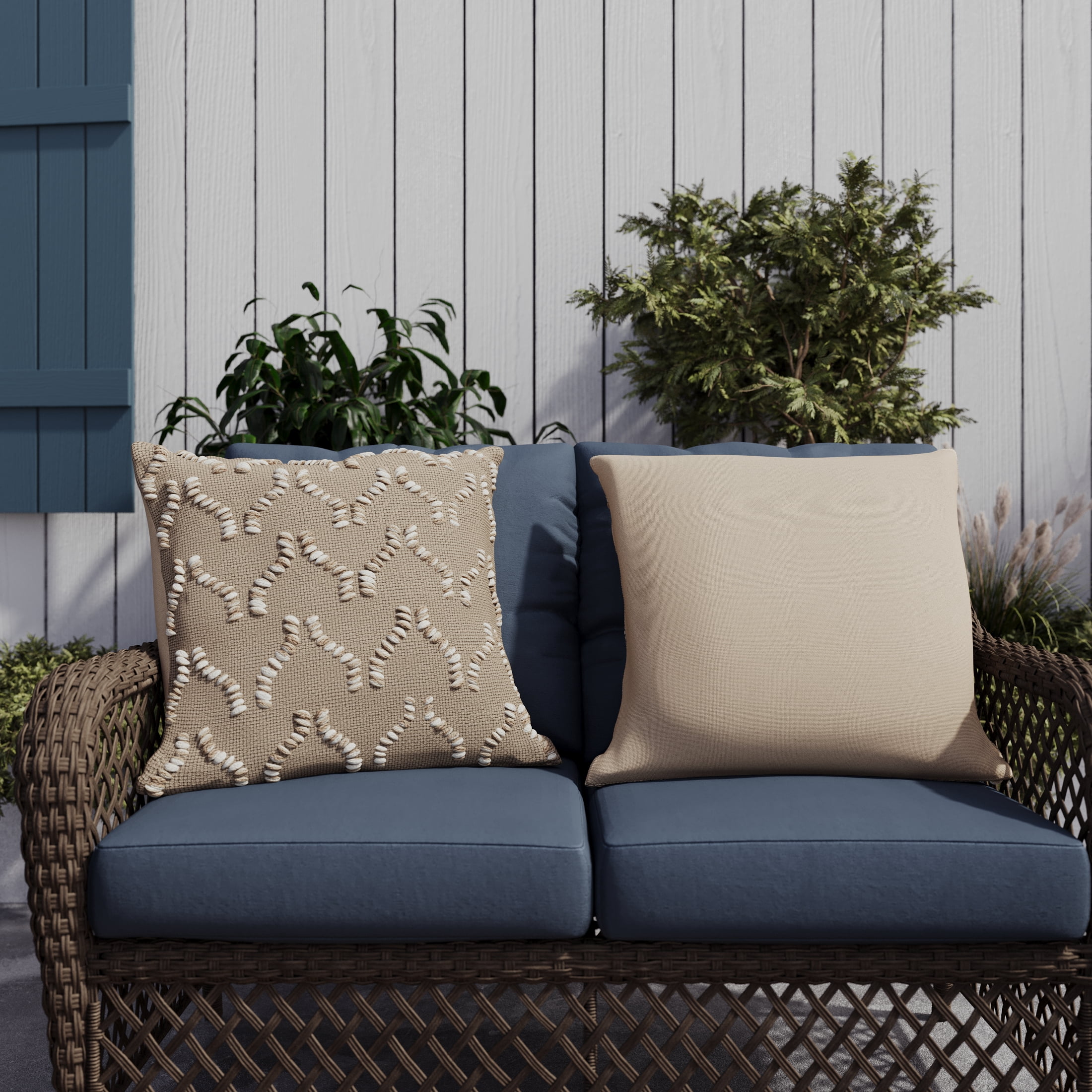 HOMETRENDS 20" x 20" Hummus Outdoor Eco Toss Cushion, Removable Cover